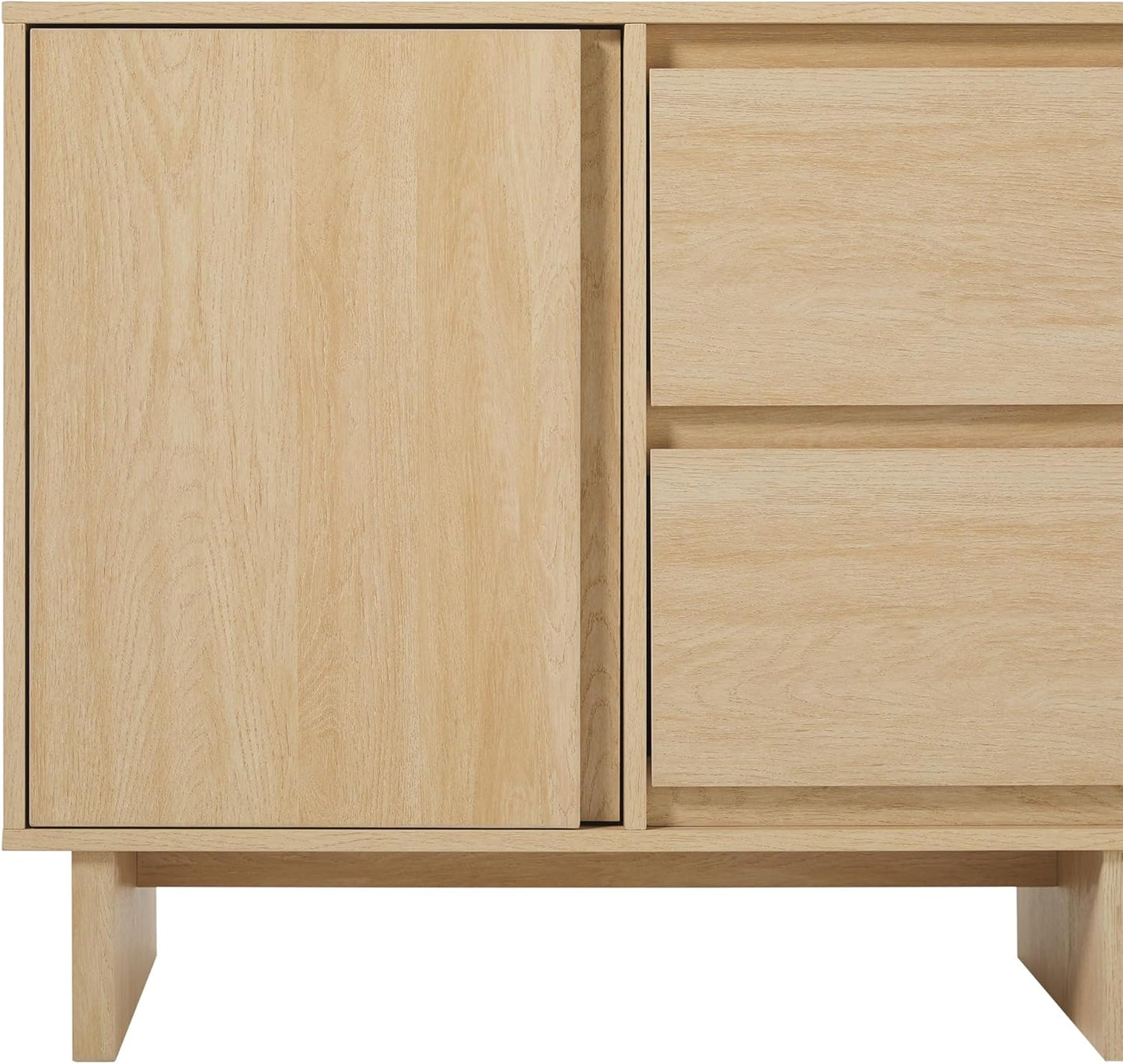 Modern Beveled 2-Door, 2-Drawer Sideboard, 63 Inch, Coastal Oak