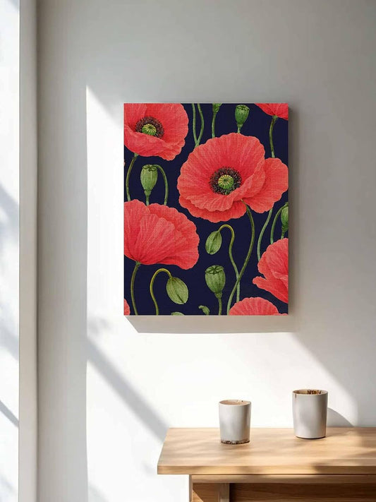 NuYeBiofx Red Poppy Farmhouse Floral Canvas Wall Art Prints