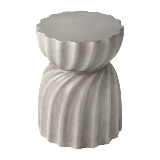 Grey hourglass concrete outdoor accent side table