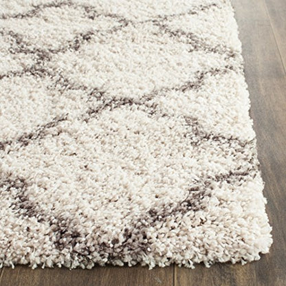 SAFAVIEH Hudson Shag Collection Area Rug - 5'3" x 7'6", Ivory & Grey, Moroccan Trellis Design, Non-Shedding & Easy Care, 2-inch Thick Ideal for High Traffic Areas in Living Room, Bedroom (SGH282A)