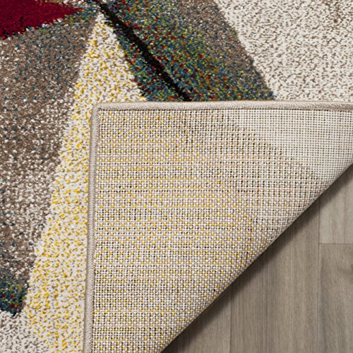 SAFAVIEH Porcello Collection Runner Rug - 2'3" x 6', Light Grey & Orange, Modern Abstract Design, Non-Shedding & Easy Care, Ideal for High Traffic Areas in Living Room, Bedroom (PRL6940F)