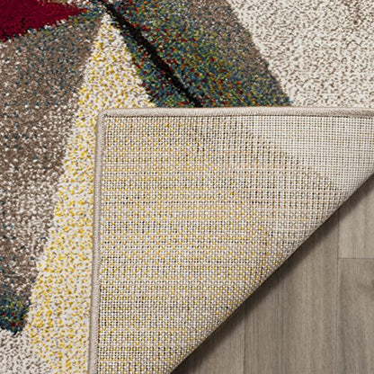 SAFAVIEH Porcello Collection Runner Rug - 2'3" x 6', Light Grey & Orange, Modern Abstract Design, Non-Shedding & Easy Care, Ideal for High Traffic Areas in Living Room, Bedroom (PRL6940F)