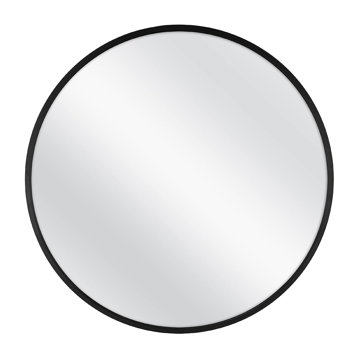 Master & Co. 26in Round Metal Black Mirror, Modern Wall Hanging Large Mirror for Bathroom, Bedroom & Livingroom