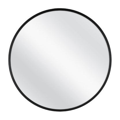Master & Co. 26in Round Metal Black Mirror, Modern Wall Hanging Large Mirror for Bathroom, Bedroom & Livingroom