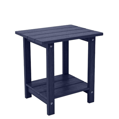 Outdoor Side Table, Weather Resistant Double Small Adirondack Side Table, Outdoor Indoor End Table for Adirondack Chair, 17" Patio Table for Pool, Deck and Porch, Deep Blue