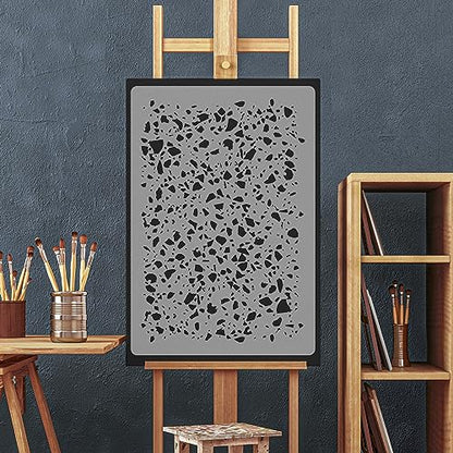 Wall Painting Stencil Large Size, 23,2”x37,4” Terrazzo Spots Retro Reusable Plastic Template, Geometric Pattern Wallpaper, DIY Home Decor Craft Wood Floor Furniture
