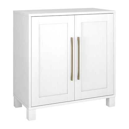 28" Wooden Accent Cabinet, Modern Sideboard Buffet Cabinet with 2 Doors and an Adjustable Shelf for Living Room, Dining Room, Bedroom or Entryway, Cloud White