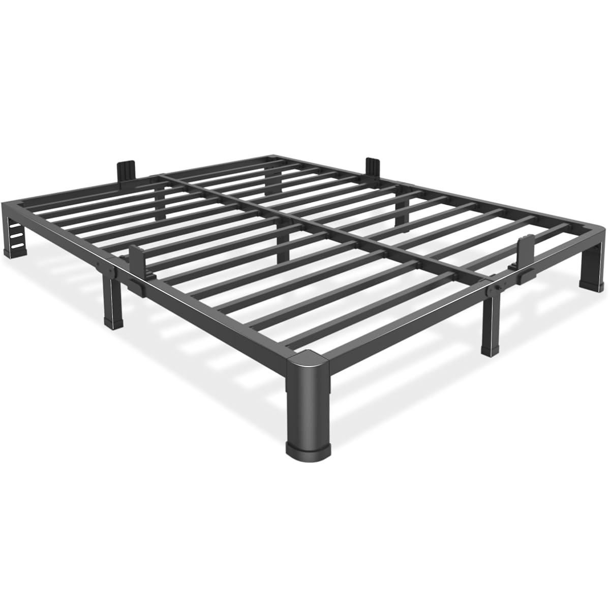 Low Profile Black Metal Bed Frame with Round Legs