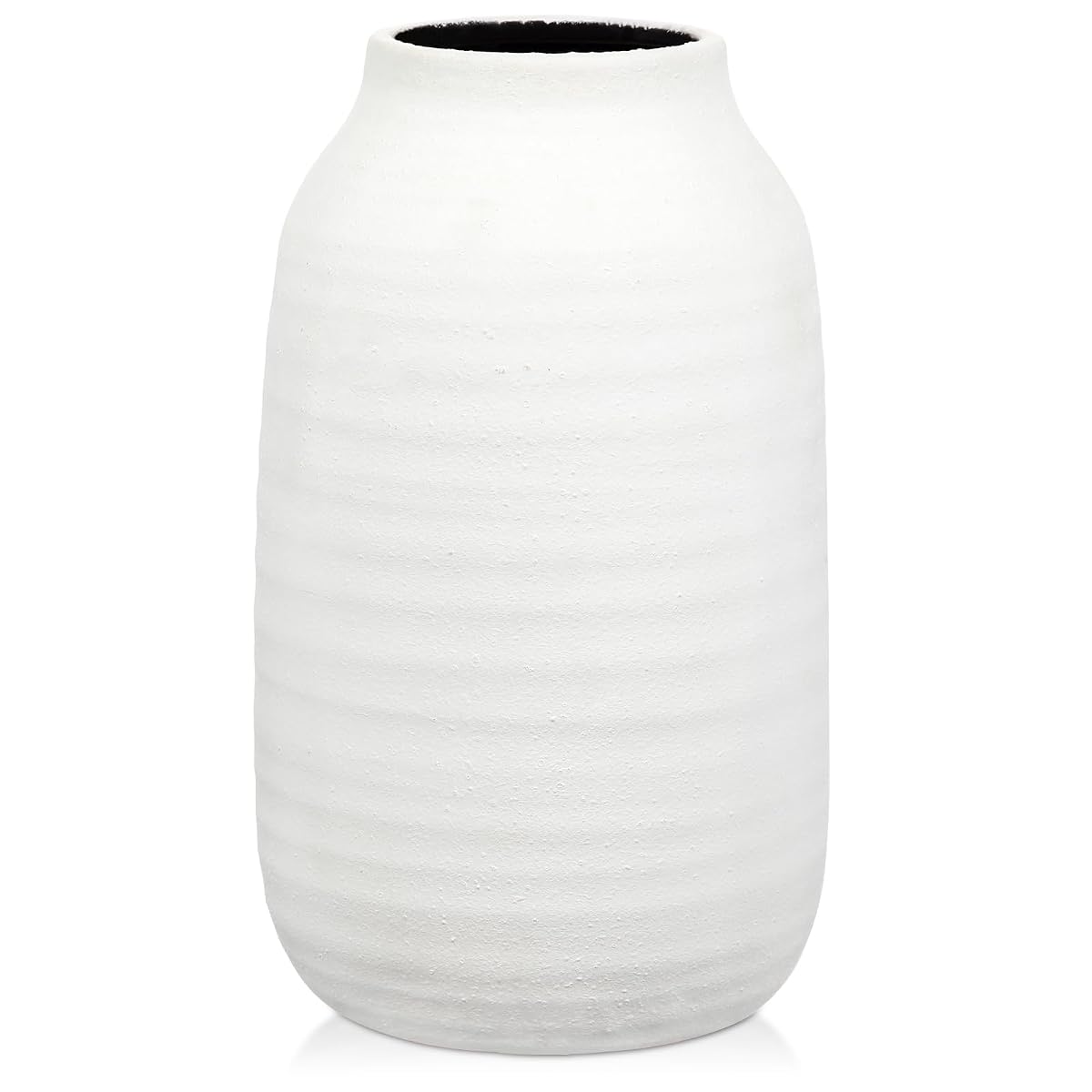 Farmhouse Ceramic Flowers Vase Home Indoor Decor, Modern Living Room Kitchen Table Vases, Dining Bedroom Bathroom Decorations for Office Coffee Desk Book Shelf Fireplace (9.4” Tall)