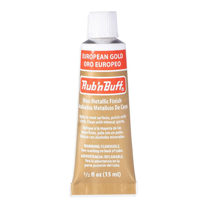 Rub n Buff Wax Metallic Finish - Rub n Buff European Gold 15ml Tube - Versatile Gilding Wax for Finishing Furniture Antiquing and Restoration - Rub and Buff Colors Single Tube