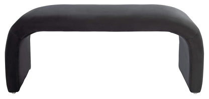 SAFAVIEH Furniture, Tenko Bench, Black, Solid Wood, Modern Shearling Design