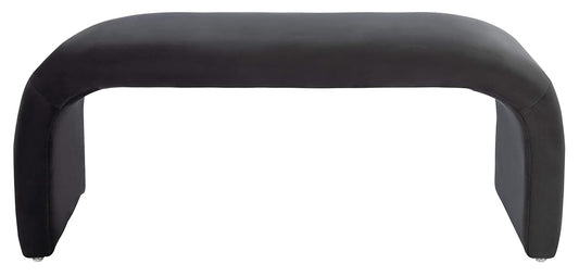 SAFAVIEH Furniture, Tenko Bench, Black, Solid Wood, Modern Shearling Design