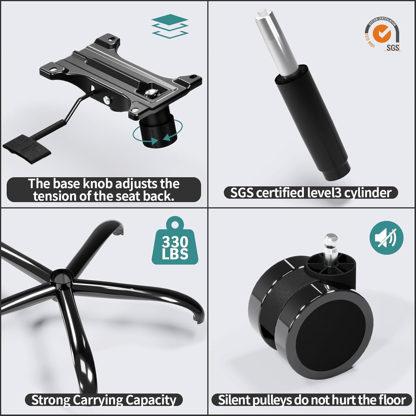 Office Chair - Ergonomic Desk Chair with Adjustable Lumbar Support, Mesh Computer Chair, Executive Chairs for Home Office Comfortable Lumbar Support (Black)