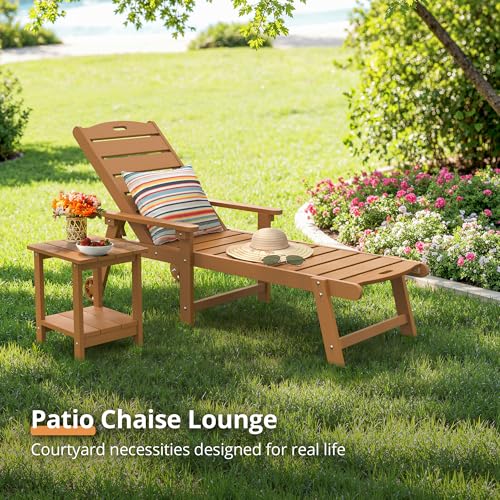 Outdoor Chaise Lounge, 5‑Position, 2‑Pack, Teak Color, view 5