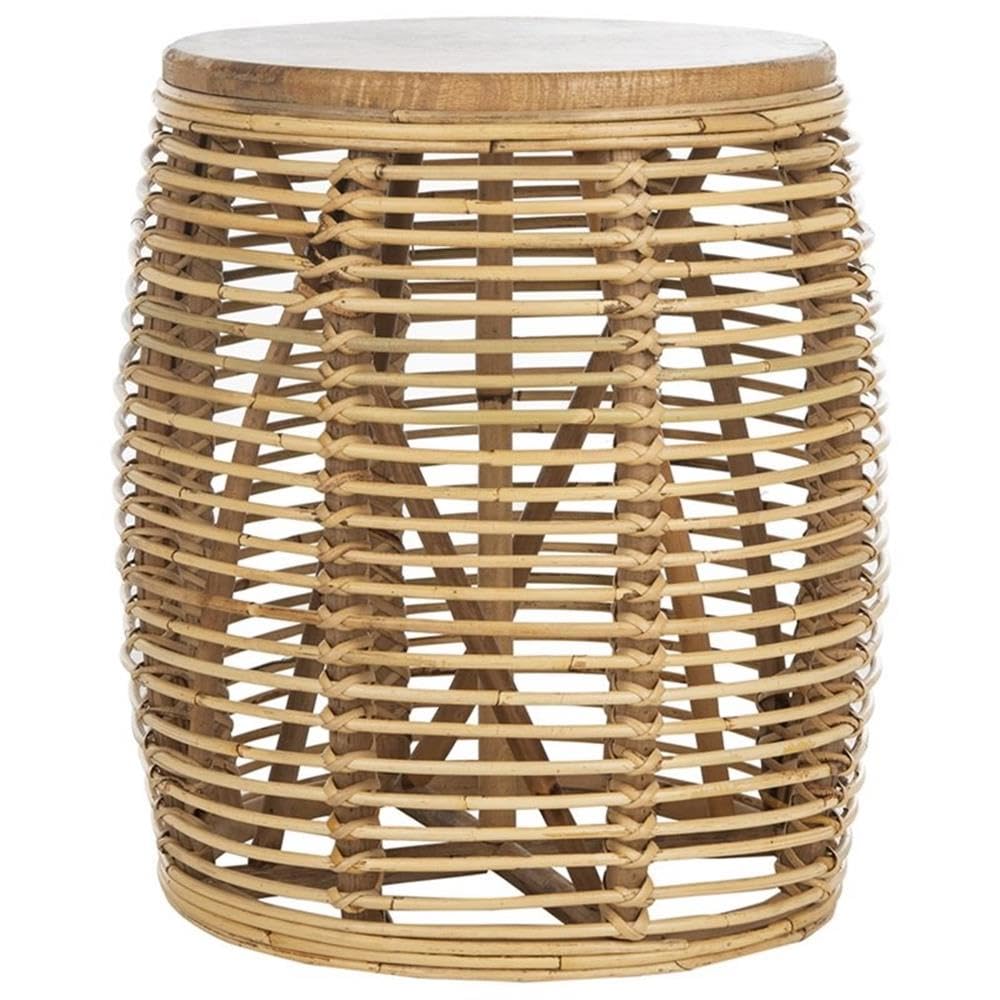 Safavieh Home Maui Coastal Natural Rattan Drum Stool Table