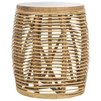 Safavieh Home Maui Coastal Natural Rattan Drum Stool Table