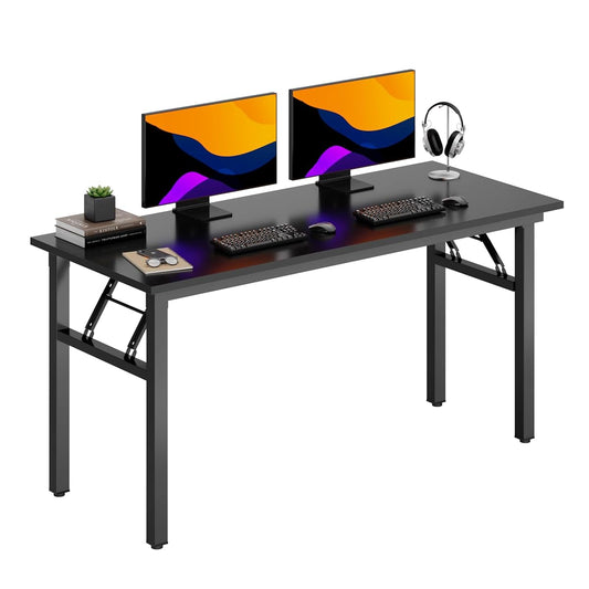 Computer Desk, 59.8Inch Office Desk Computer Table, Study Writing Study Desk for Home Office, Black and Black