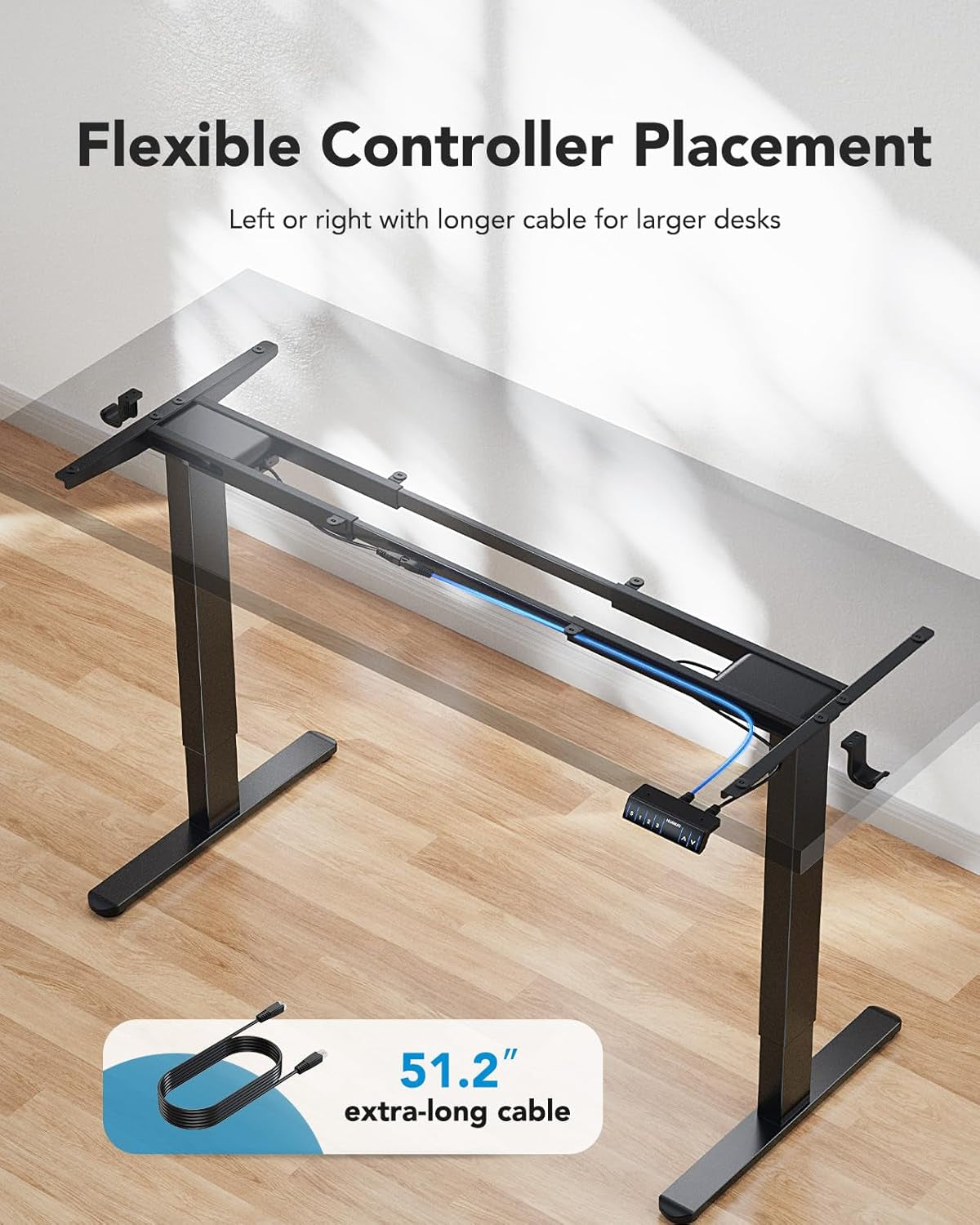 Electric Standing Desks Frame with 265 Lbs Dual Motor,Thick T-Shaped Desk Legs Made of Automotive Grade Steel,For Max 90″X31.5″ Desktop, Height Adjustable Desk Frame for Home Office, Frame Only