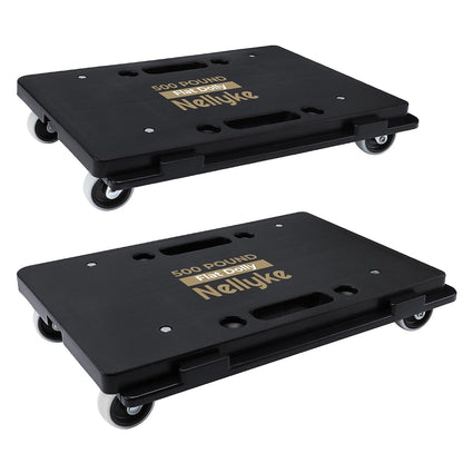 Furniture Dolly, 2 Pack Small Flat Moving Dolly, Furniture Movers with 4 Wheels, 500Lbs Capacity, Connectable and Portable Dollies for Heavy Appliance, Black