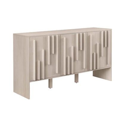 Contemporary Detailed 3-Door Sideboard 55 Inch Ivory Oak