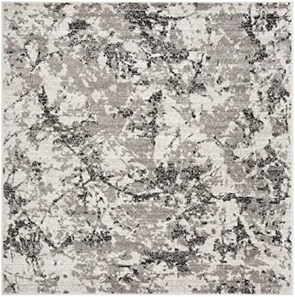 SAFAVIEH Skyler Collection Area Rug - 7' Square, Grey & Ivory, Modern Abstract Design, Non-Shedding & Easy Care, Ideal for High Traffic Areas in Living Room, Bedroom (SKY186K)