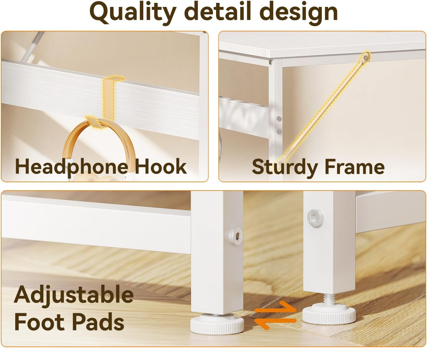 L Shaped Desk with 4 Drawers, 40" Small White Computer Desk with Storage, Reversible Kids Study Desk with Hook, Corner Desk for Home Office