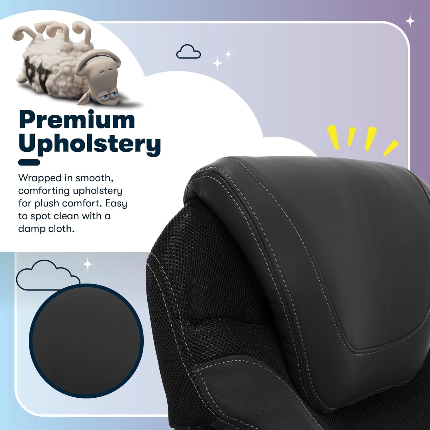 Bryce Executive Office Chair, Ergonomic Computer Deskchairs with Patented AIR Lumbar Support, Comfy Body Pillows, Height Adjustable, Swivel Base with Wheels, Bonded Leather, Black
