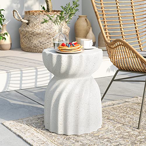 Outdoor Side Table, 19" H Outdoor Accent End Table, Patio Side Tables Coffee Tables, Garden Stool and Plant Stand for Patio, Garden, Living Room, and Backyard