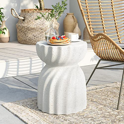 Outdoor Side Table, 19" H Outdoor Accent End Table, Patio Side Tables Coffee Tables, Garden Stool and Plant Stand for Patio, Garden, Living Room, and Backyard