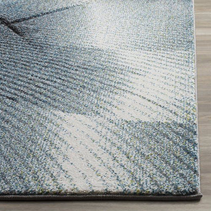 SAFAVIEH Hollywood Collection Runner Rug - 2'3" x 6', Grey & Teal, Mid-Century Modern Design, Non-Shedding & Easy Care, Ideal for High Traffic Areas in Living Room, Bedroom (HLW715D)