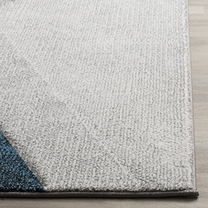 SAFAVIEH Hollywood Collection X-Large Area Rug - 11' x 15', Grey & Teal, Mid-Century Modern Design, Non-Shedding & Easy Care, Ideal for High Traffic Areas in Living Room, Bedroom (HLW710D)