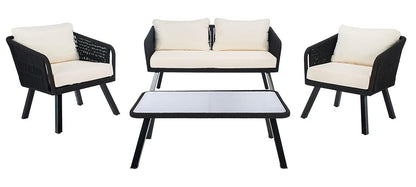 Kerson Wicker Cushions Black/Beige Outdoor Set