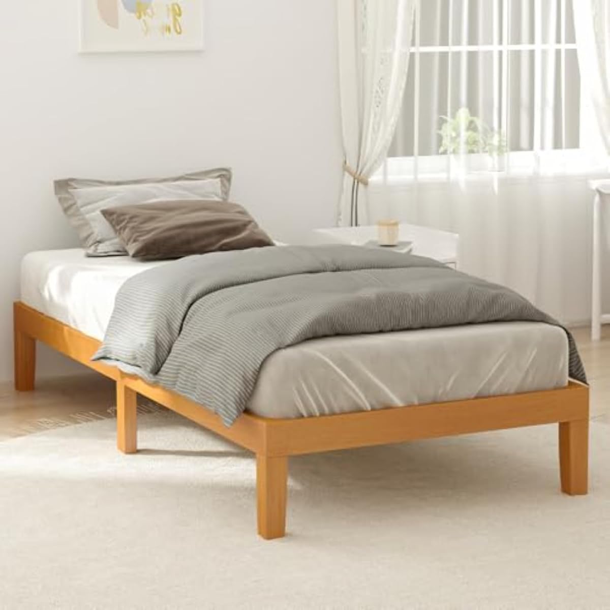 Twin Size Bed Frames, 12 Inch Height Wood Platform Bed Frame