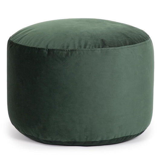 Gouchee Home Belgique Round Velvet Pouf, Foot Stool, Stuffed Ottoman Bean Bag Chair - Forest Green - Stylish, Lightweight, and Comfortable Furniture Accessory for Living Room and Bedroom - 20" x 12"