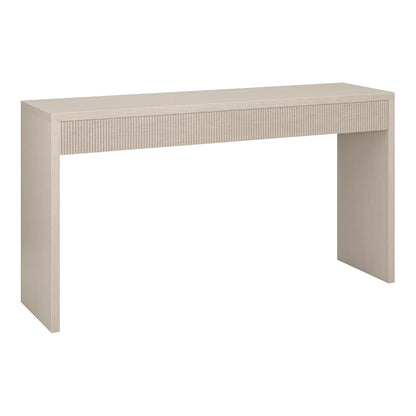 55" Rectangular Fluted Console Table, Ribbed Entryway Table, Sofa Table for Entryway, Living Room, Couch, Hallway, or Office, Beech White