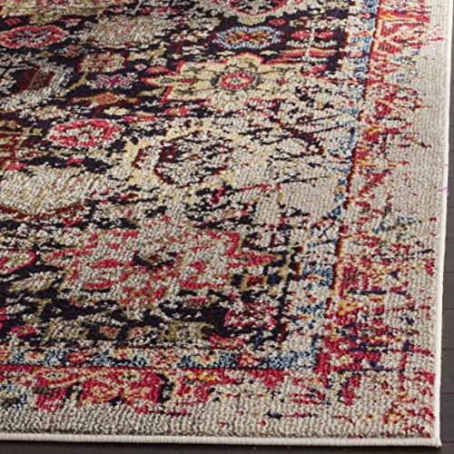 SAFAVIEH Monaco Collection Accent Rug - 2'2" x 4', Grey & Multi, Oriental Abstract Distressed Design, Non-Shedding & Easy Care, Ideal for High Traffic Areas in Entryway, Living Room, Bedroom (MNC206G)