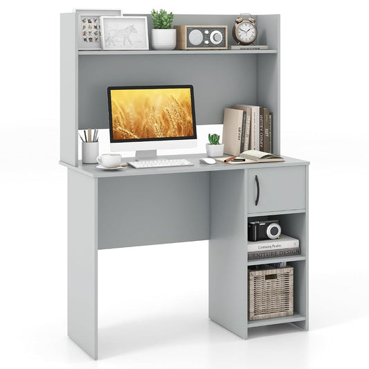 Computer Desk with Hutch, Home Office Desk with Adjustable Shelf