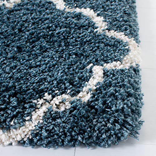 SAFAVIEH Area Rug 8x10 - Hudson Shag Collection - Large - Slate Blue & Ivory, Trellis Pattern, Non-Shedding & Easy Cleaning, Plush Thick Pile, Ideal for Living Room, Bedroom, Dining Space (SGH282L)