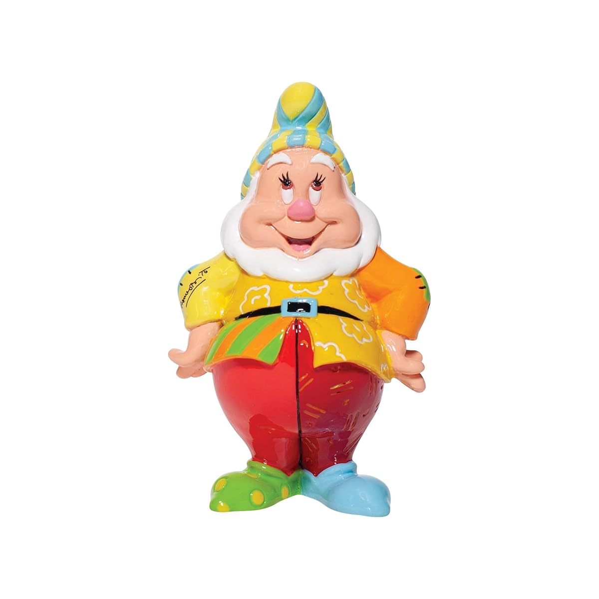 Disney by Romero Britto Snow White and The Seven Dwarfs Happy Miniature Figurine, 4.7 Inch, Multicolor
