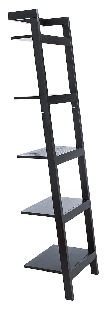 SAFAVIEH Home Collection Yassi Black 5-Tier Leaning Storage Display Shelves Living Room Bedroom Office Etagere