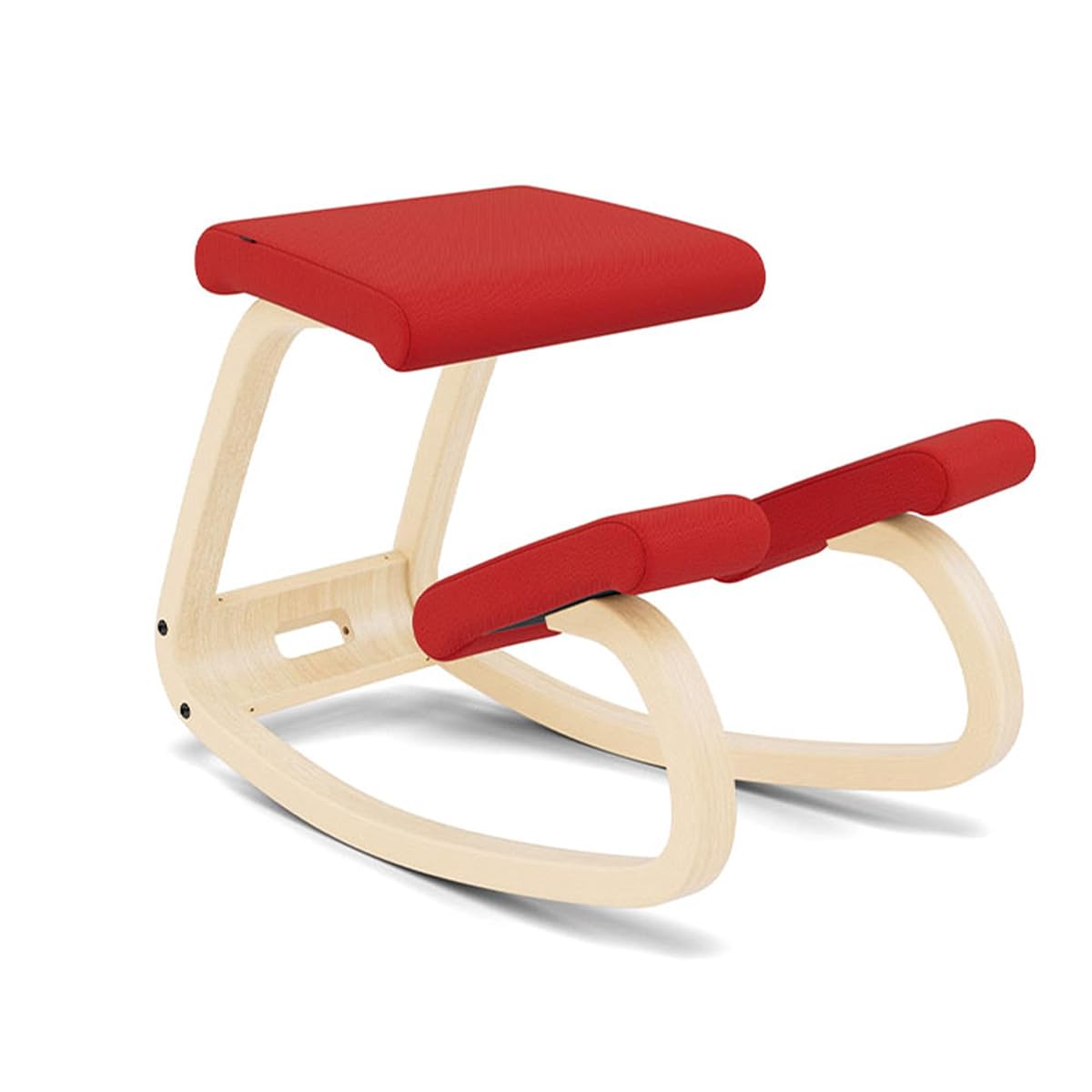 Variable, The Original Kneeling Chair, Ergonomic Chair, Natural/Red, 10 Year Warranty, Design by Peter Opsvik