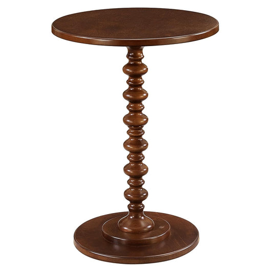 Palm Beach Spindle Table 17.75" - Traditional Round End Table for Living Room, Turned Solid Wood Side Table, Classic Display Pedestal Table, Espresso