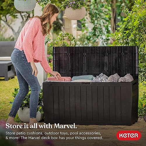 Keter Marvel 71 Gal Outdoor Storage Box for Patio and Pool Accessories, view 3