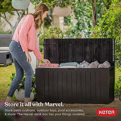 Keter Marvel 71 Gal Outdoor Storage Box for Patio and Pool Accessories, view 3