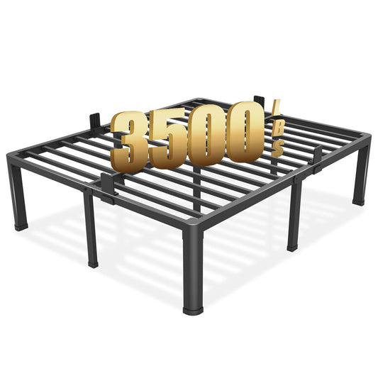 18 inch Full Size Bed Frame with Round Corner Legs Mattress Slide Stopper