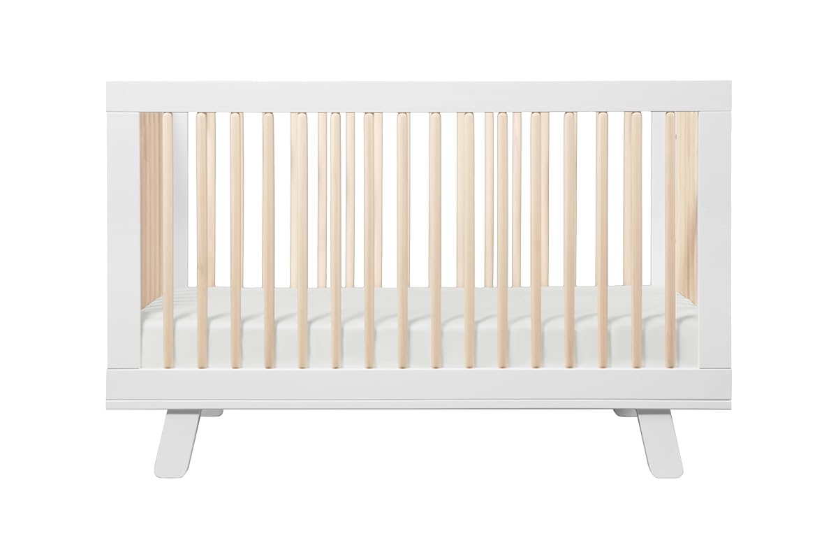 Babyletto Hudson 3-in-1 Convertible Baby Crib, White & Washed Natural | Baby Crib Converts to Toddler Bed & Daybed - GREENGUARD Gold Certified, Easy to Assemble - Includes Toddler Conversion Kit