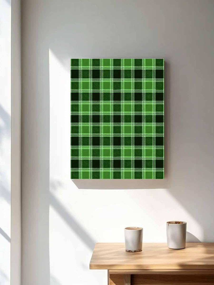 NuYeBiofx Farm Green Dark Checker Plaid Canvas Wall Art Prints,30"x20" Framed Picture Artwork Rustic Buffalo Lattice Printed Canvas Oil Painting for Living Room Bedroom Office,Ready to Hang