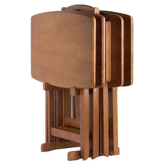 Renaissance Romance 5-Piece Oversize Snack Table Set with Solid Teak Finish