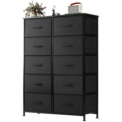 10 Drawer Tall Dresser for Bedroom & Living Room, Black