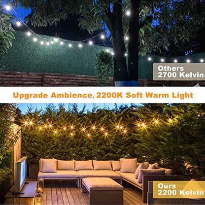 Outdoor String Lights 150 Feet LED Waterproof Patio Lights with 50 Shatterproof Dimmable Warm Edison Bulbs String Lights for Outdoor Gazebo Bistro Wedding Birthday Party Lights, Connectable
